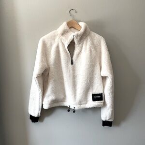 Calvin Klein Quarter-Zip White Cropped Fleece Sweatshirt - sz S